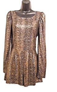 Metallic gold snake print romper